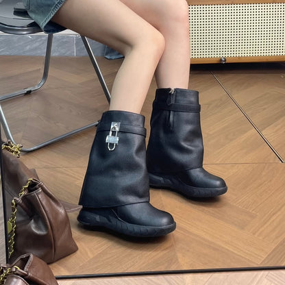 Black buckle boots