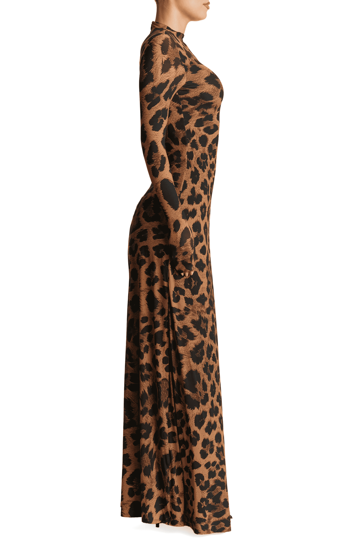 Leopard Print Long Sleeve Maxi Dress