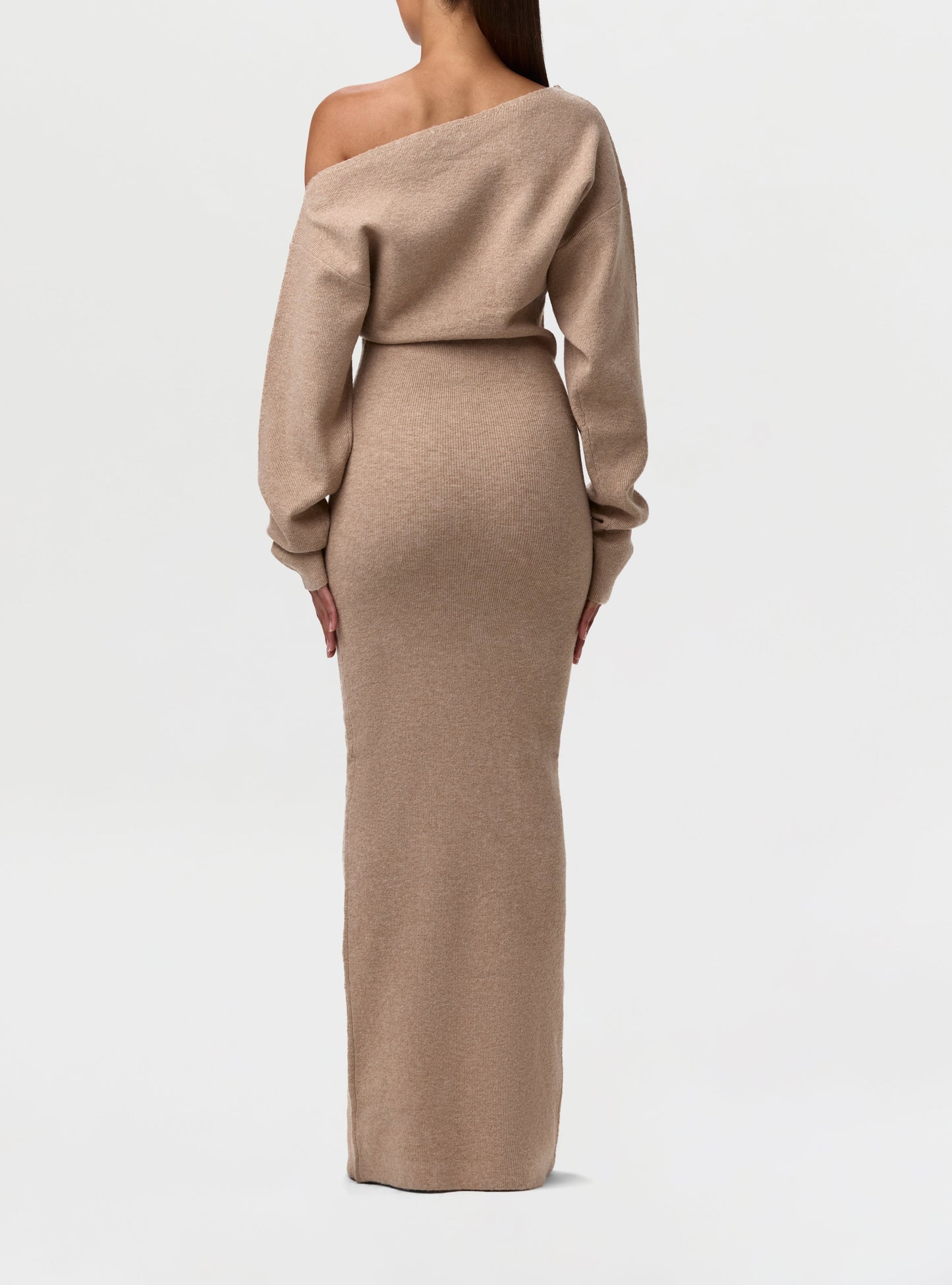 Knit Off-Shoulder Sweater Maxi Dress