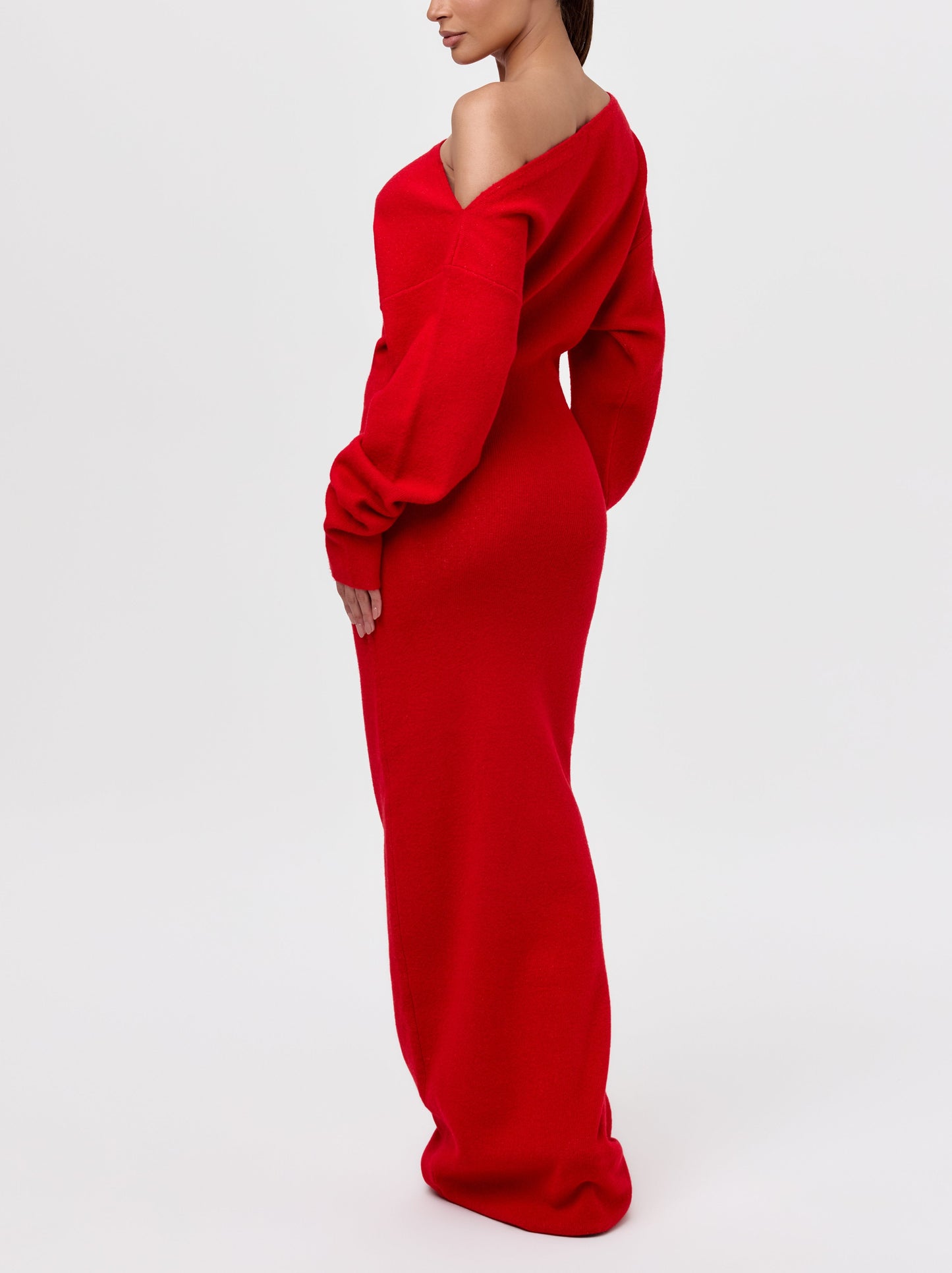 Knit Off-Shoulder Sweater Maxi Dress