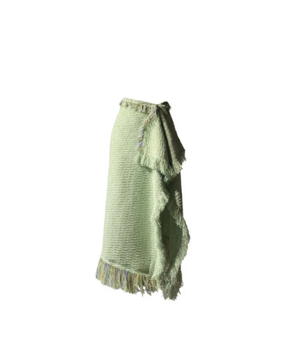 Openwork knit top + knit slit skirt