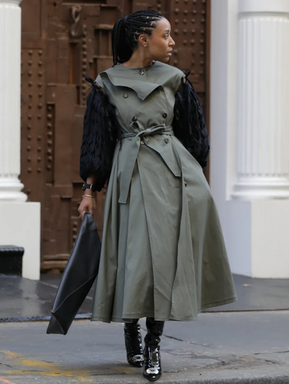 Woven Long-sleeved Top Coat