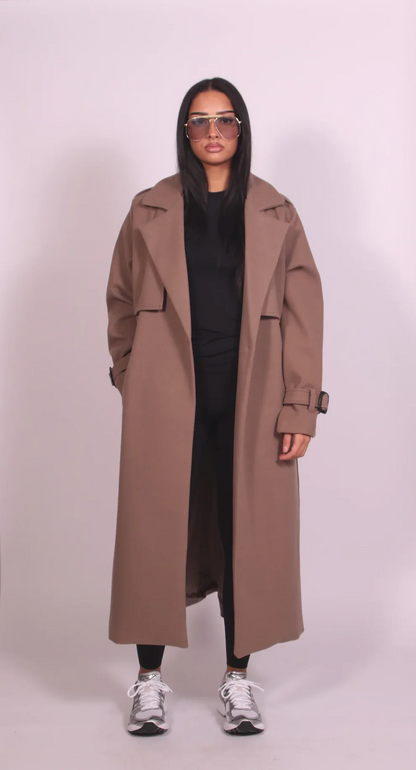 Adjustable belted cuff trench coat
