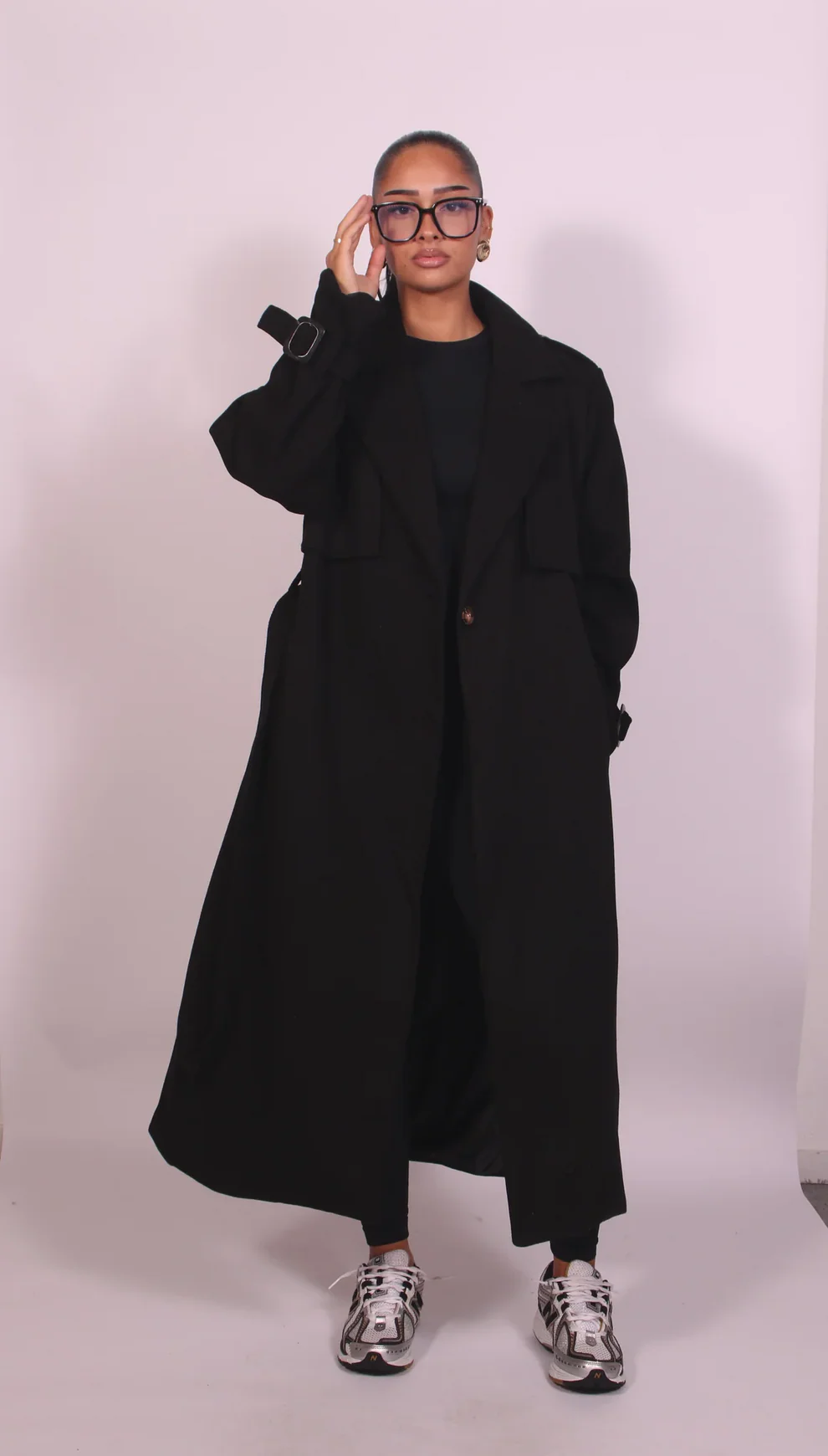 Adjustable belted cuff trench coat