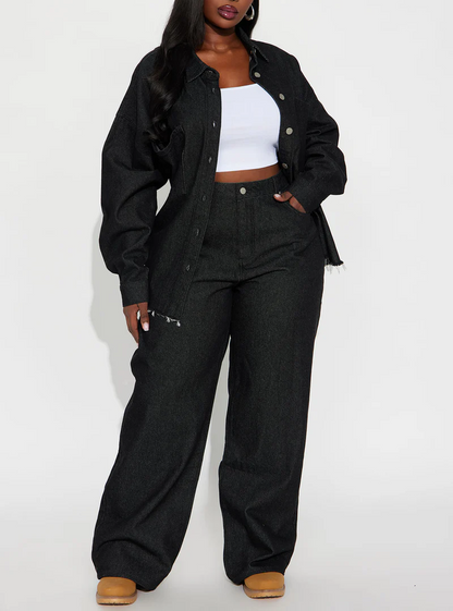 Relaxed Denim Pant Set