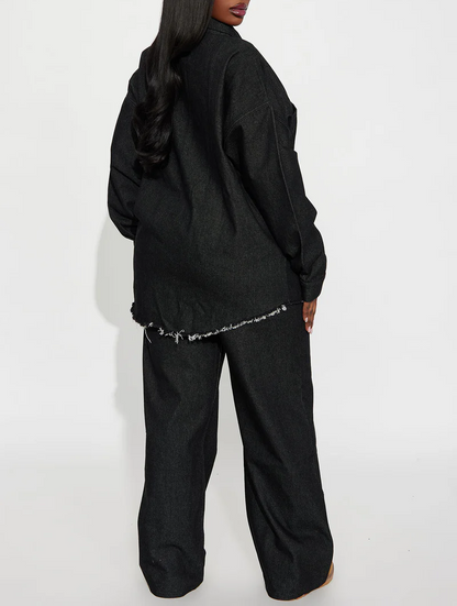 Relaxed Denim Pant Set