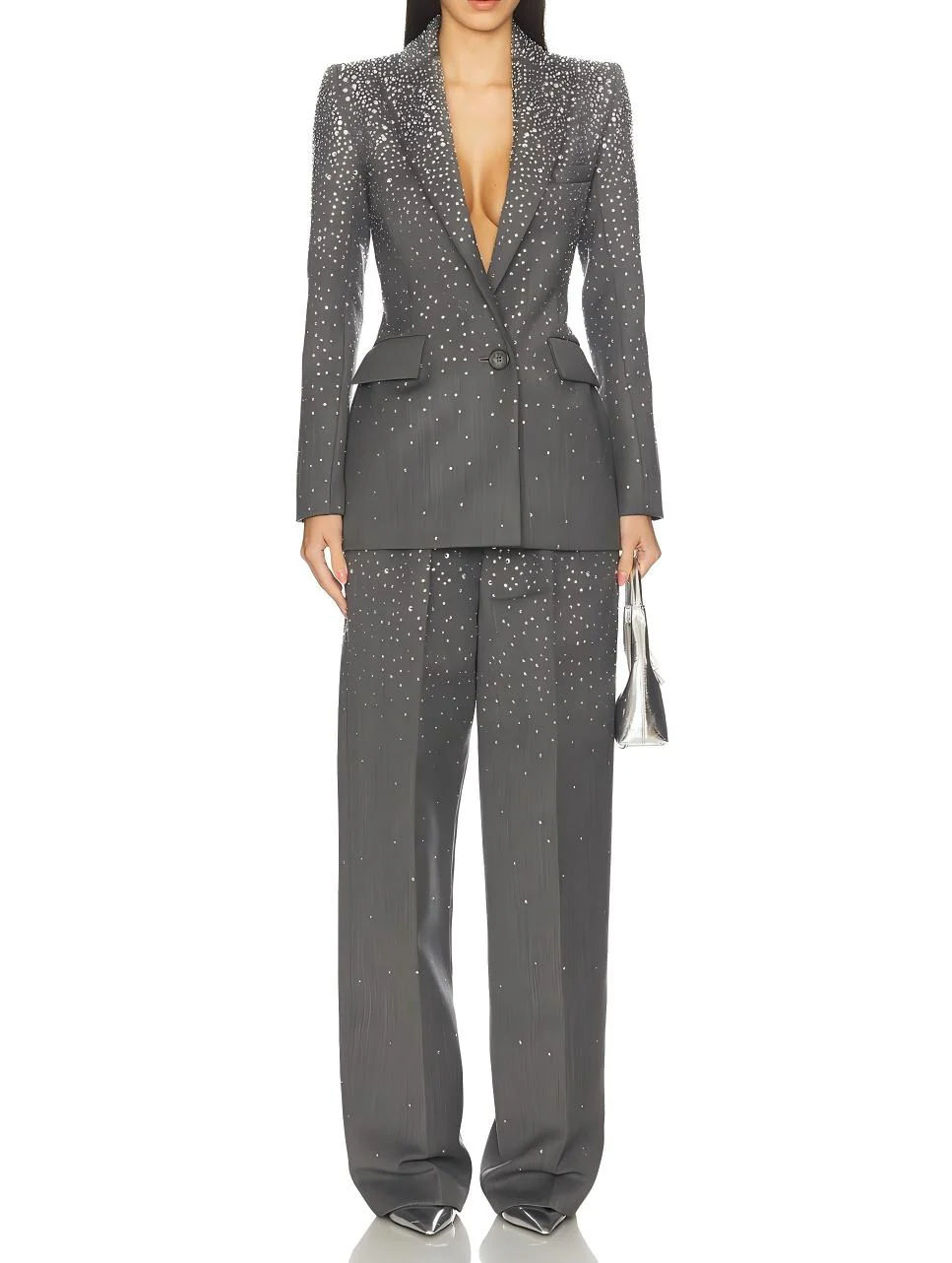 Diamond-embellished two-piece suit