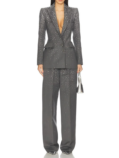 Diamond-embellished two-piece suit