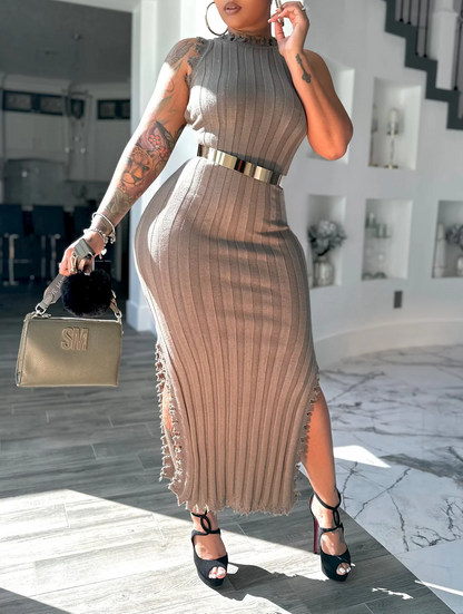 Knit Cardigan and Skirt Two-Piece Set