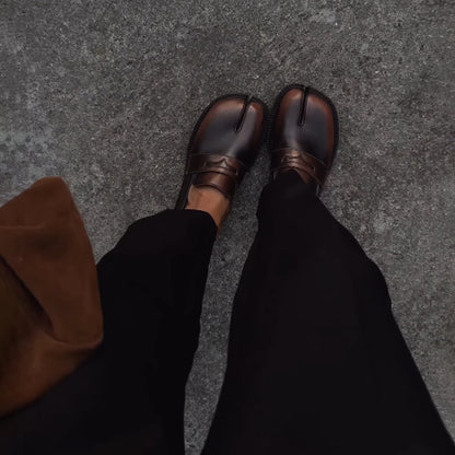 Flat Toe Shoes Leather Shoes Pig Feet Shoes