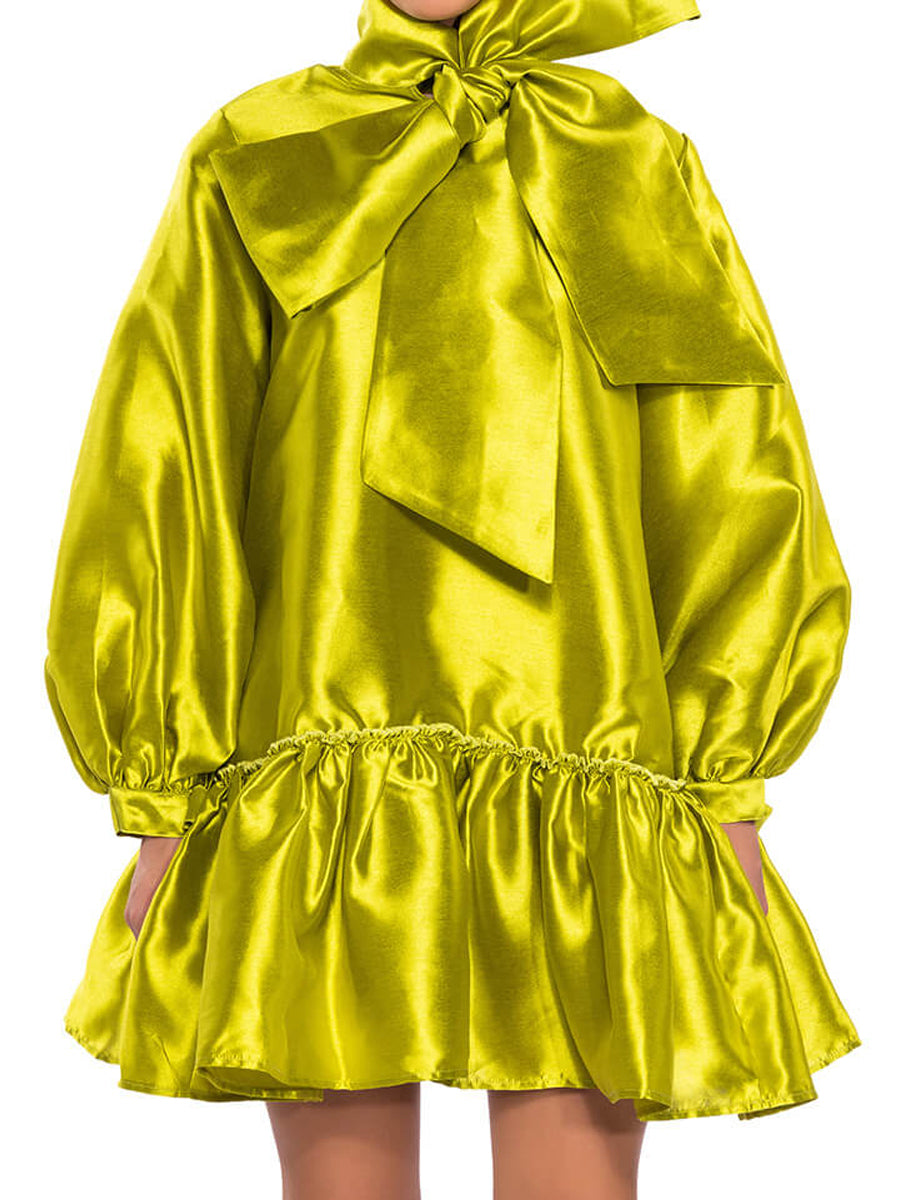 Puff Sleeve Drop Waist Mini Dress