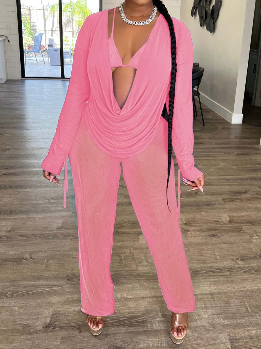 See-through Mesh Sexy Three-piece Set