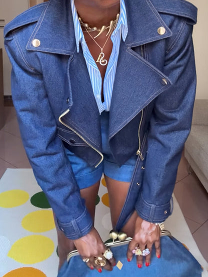 Casual Wide Lape Denim Jacket