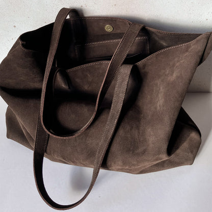 Large Suede Frosted Leather Tote Bag Shoulder Bag