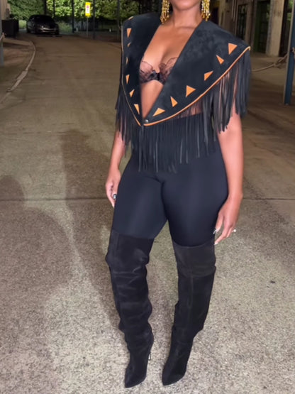 Vintage Suede Fringed Vest