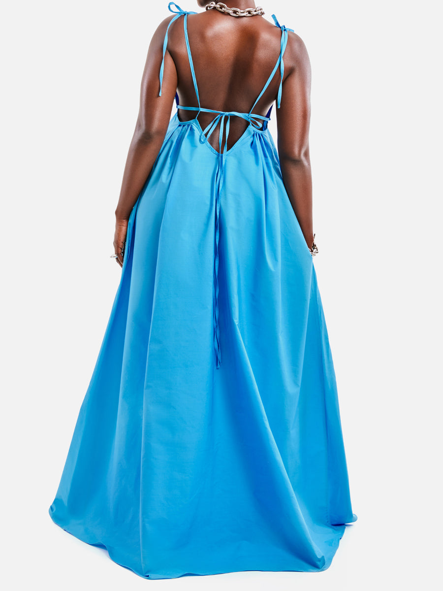 Adjustable Shoulder Cutout Maxi Dress