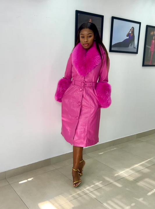 Vegan Fur Leather Coat