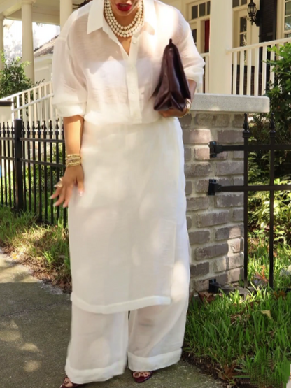 Textured Translucent Pants Set