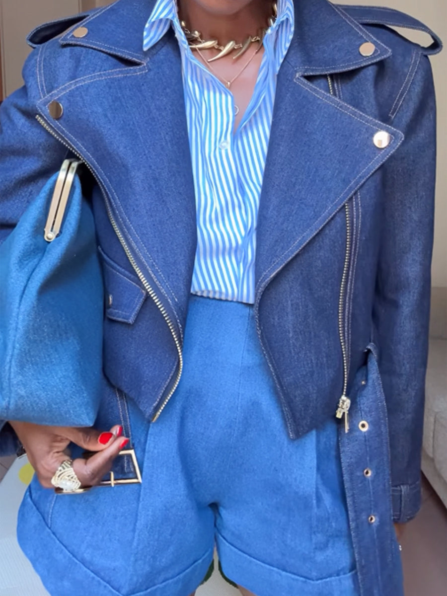 Casual Wide Lape Denim Jacket