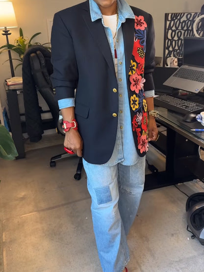Appliques Flower Loose Blazer