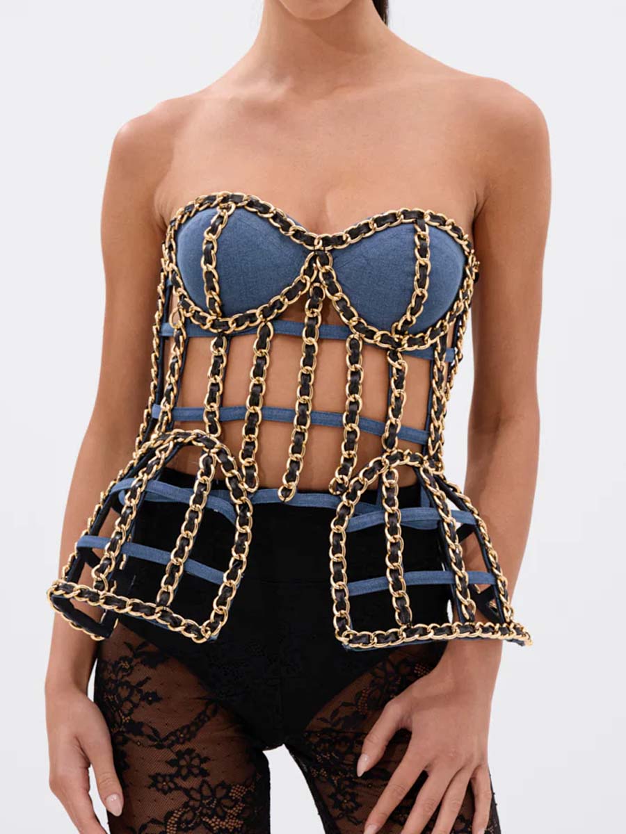 Chain Detail Bustier Top
