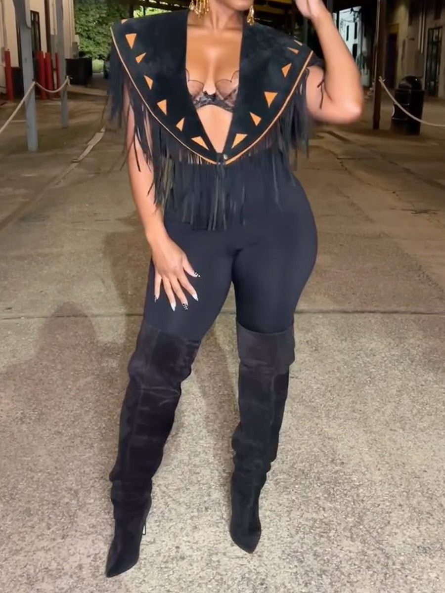 Vintage Suede Fringed Vest