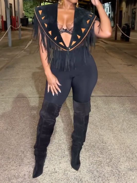 Vintage Suede Fringed Vest