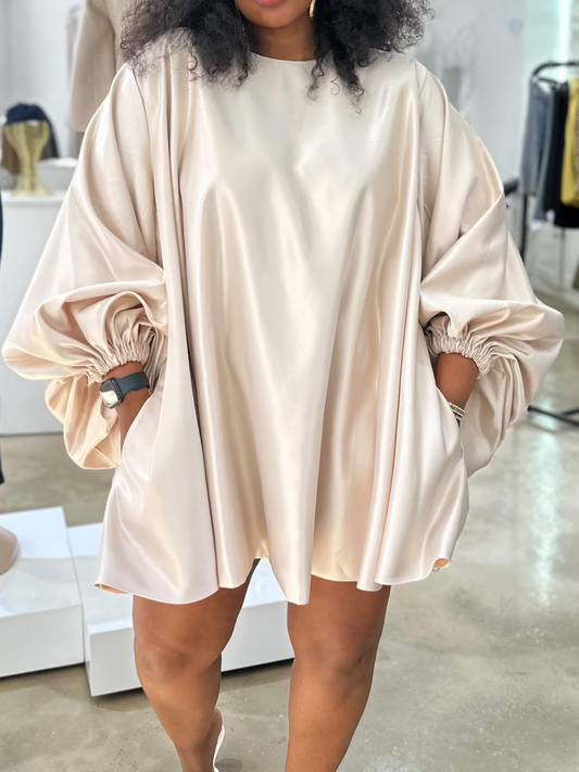 Pleated Cuff Loose Dress