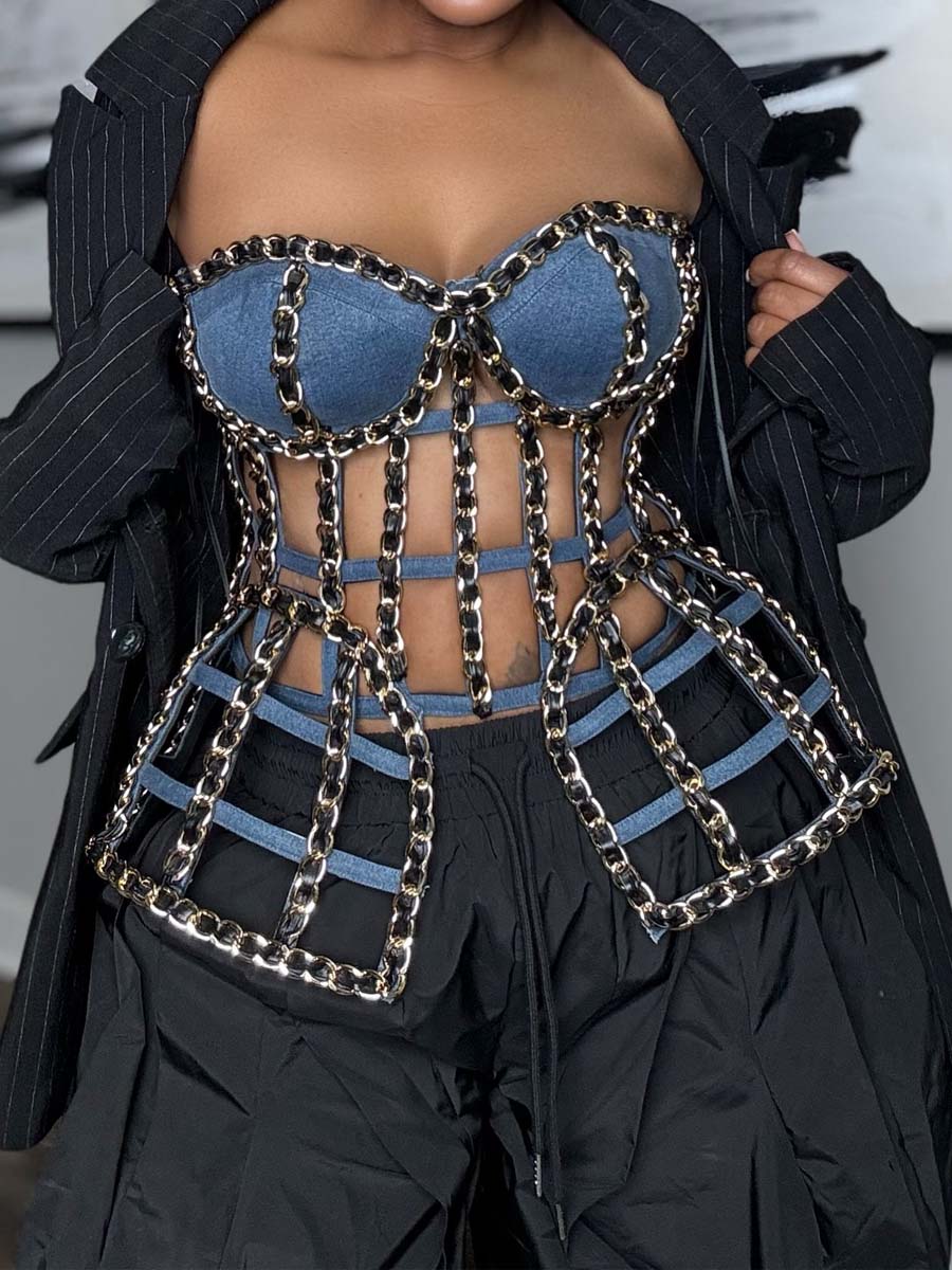 Chain Detail Bustier Top
