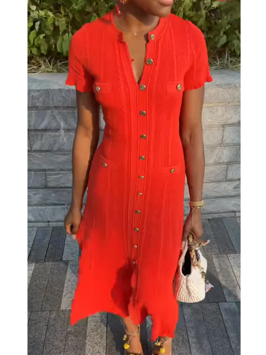 Knitted Button Maxi Dress