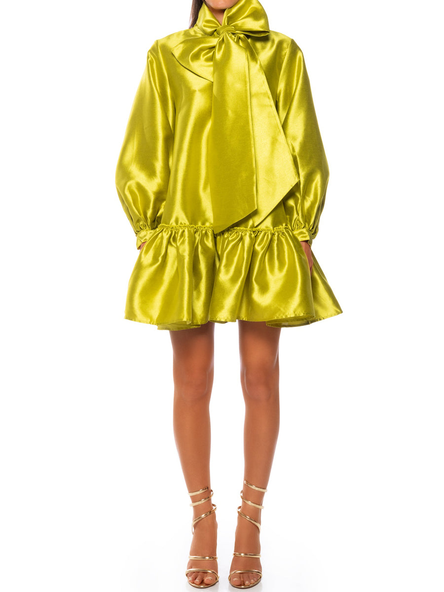 Puff Sleeve Drop Waist Mini Dress