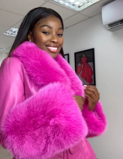 Vegan Fur Leather Coat