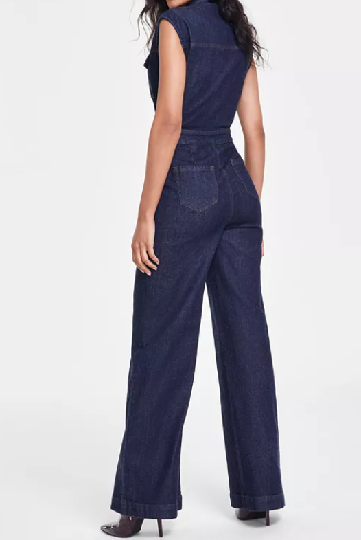 Demure Denim Zip Jumpsuit