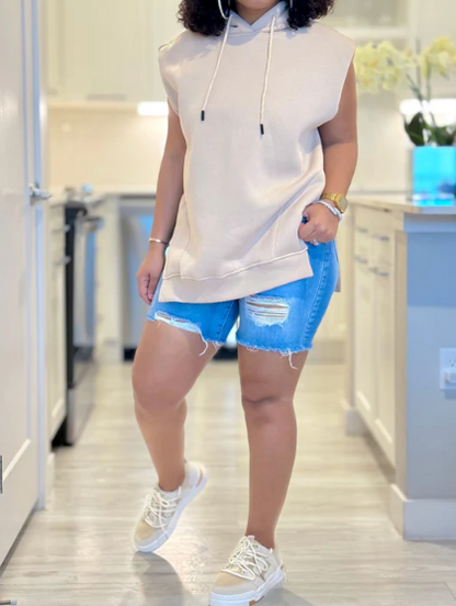 Chic Sleeveless Hoodie Romper