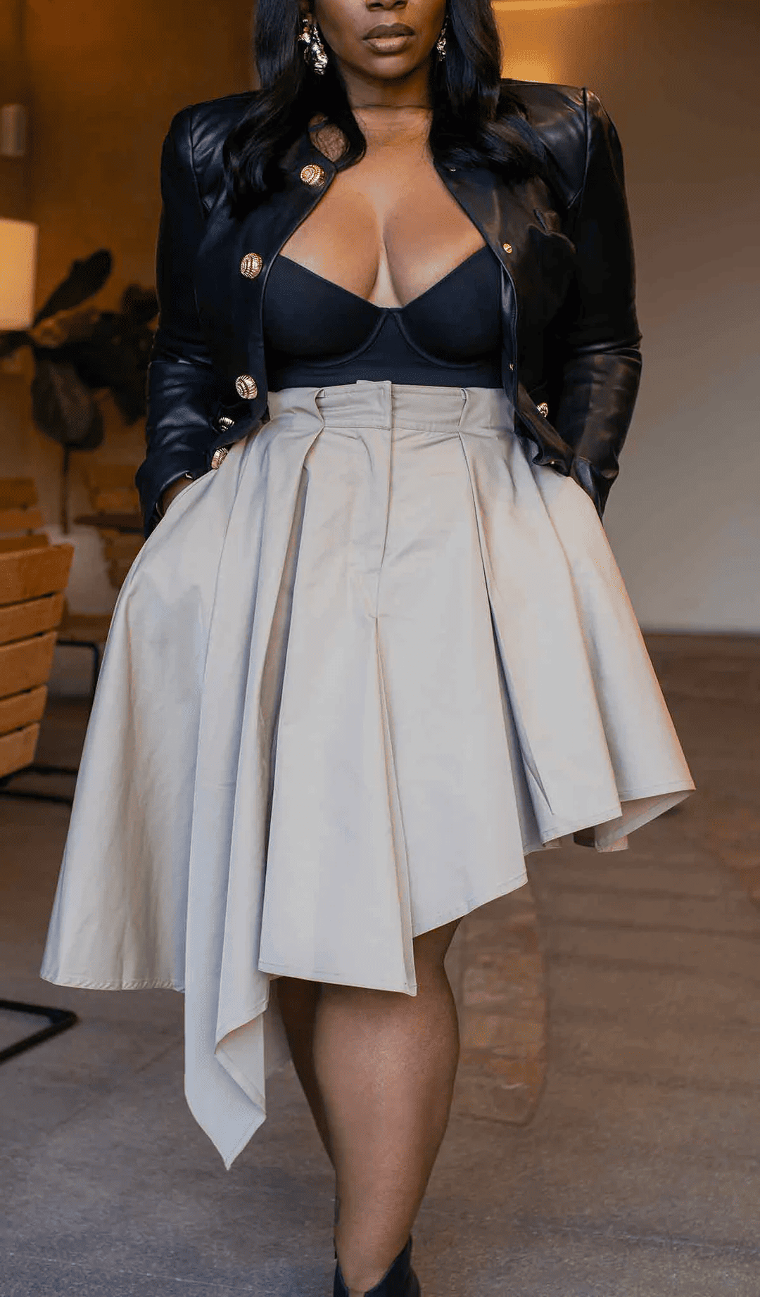 Drape Asymmetric Jacket + Skirt Set