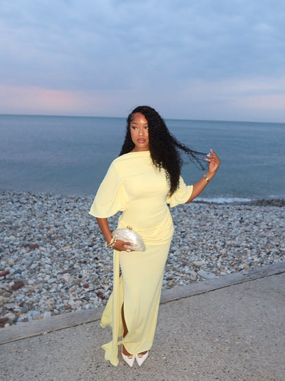 Open Back Cape Long Dress