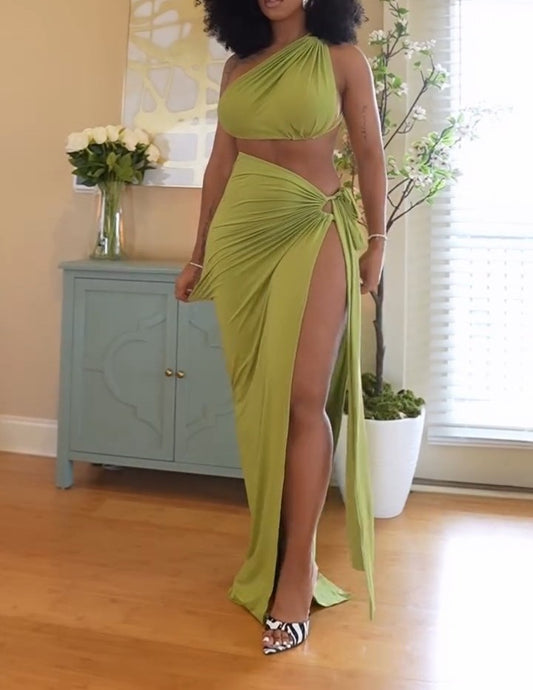 Sexy Cutout Floor-Length Dress Two Piece Set