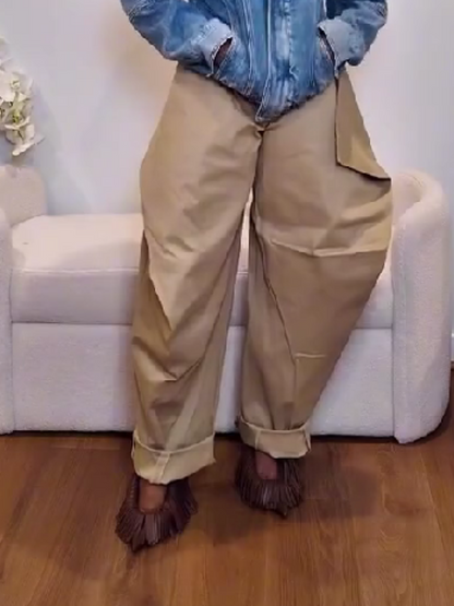 Solid Color Wide-Leg Pants