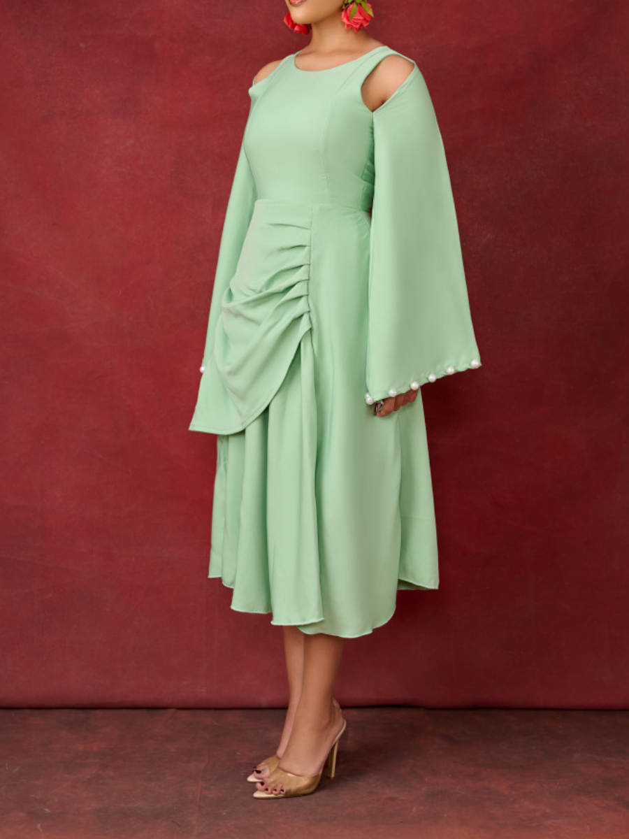 Solid Color Pleated Dress
