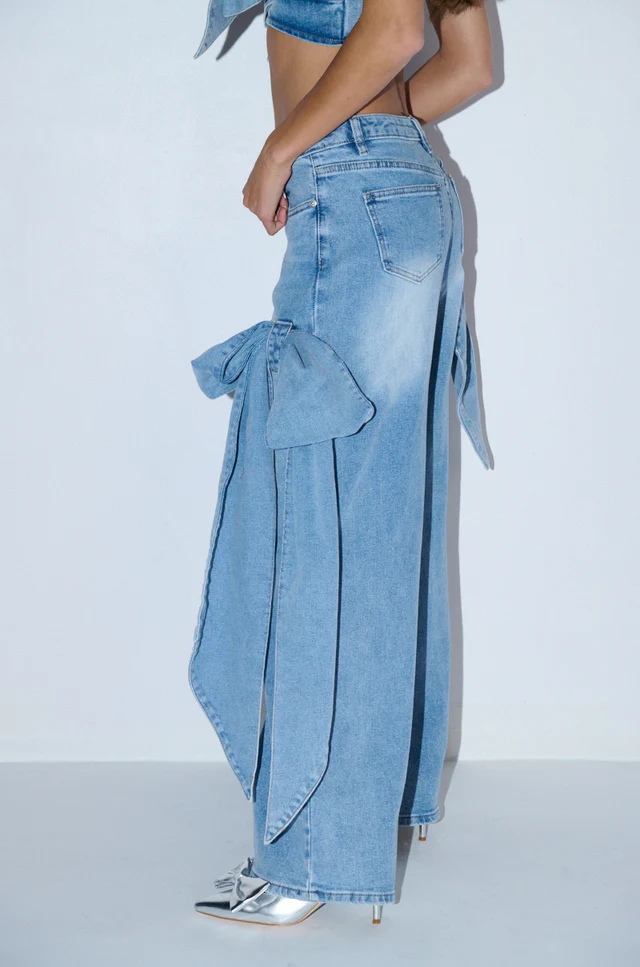 Denim Bowtie Pants