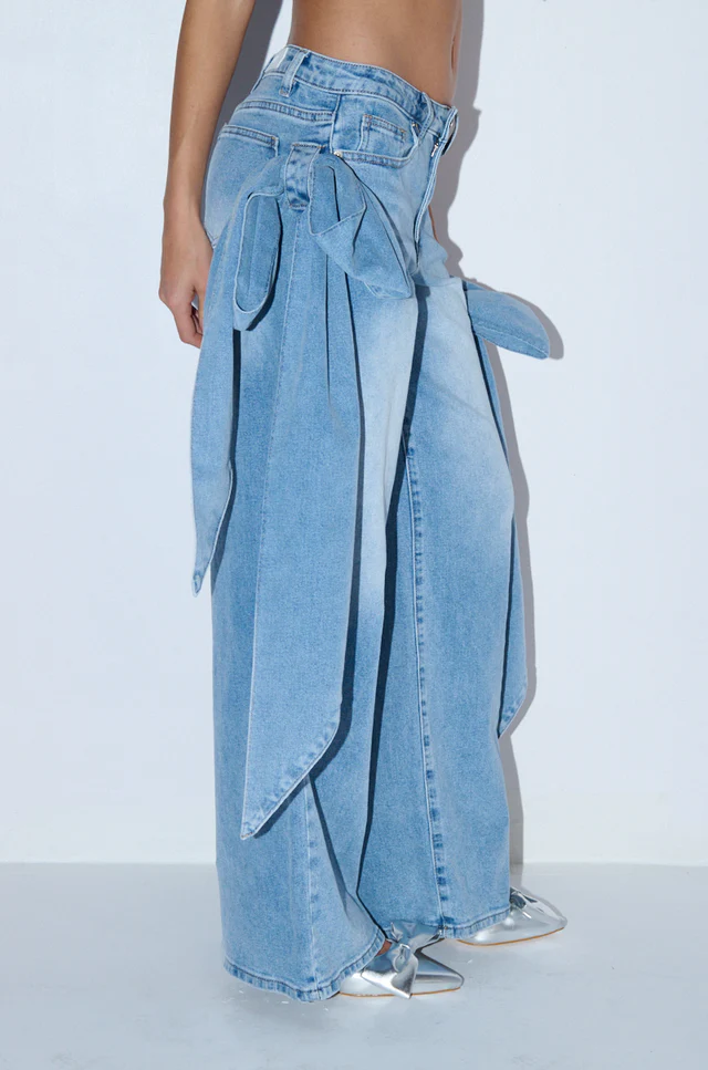 Denim Bowtie Pants