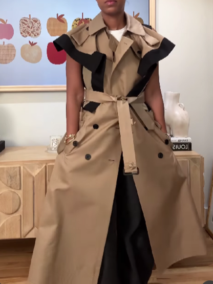 Lace-Up Double-Buckle Coat