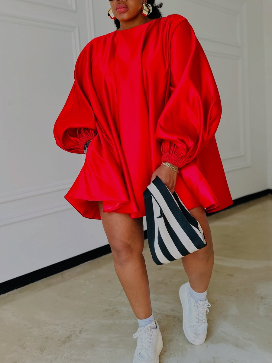 Pleated Cuff Loose Dress