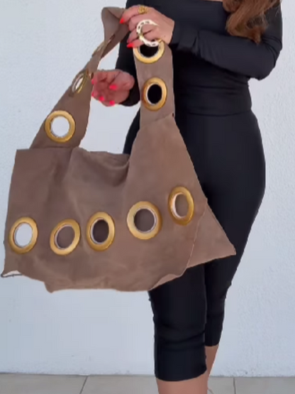 Metal Round Hole Shoulder Bag