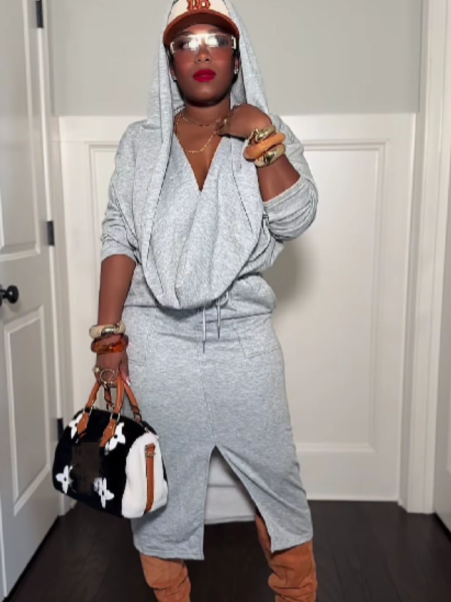 Hooded Skirt Split Set